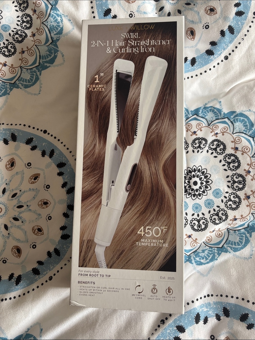Swirl 2-in-1 Hair Straightener & Curling Iron - White